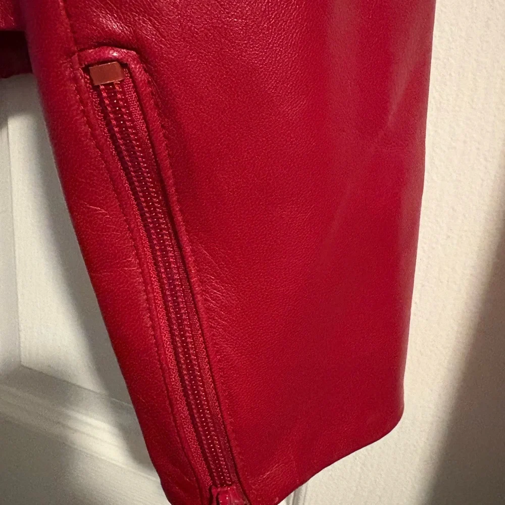 Danier Vibrant Red Leather Jacket - Picture 4 of 6